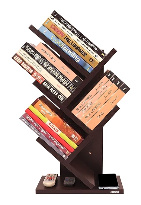 Madhuran Studio Engineered Wood Wall Mounted Space Saving Books Shelf (31x17x60 CM, Wenge) Home Office Library Bedroom Decor Items Multipurpose Accessories Stands