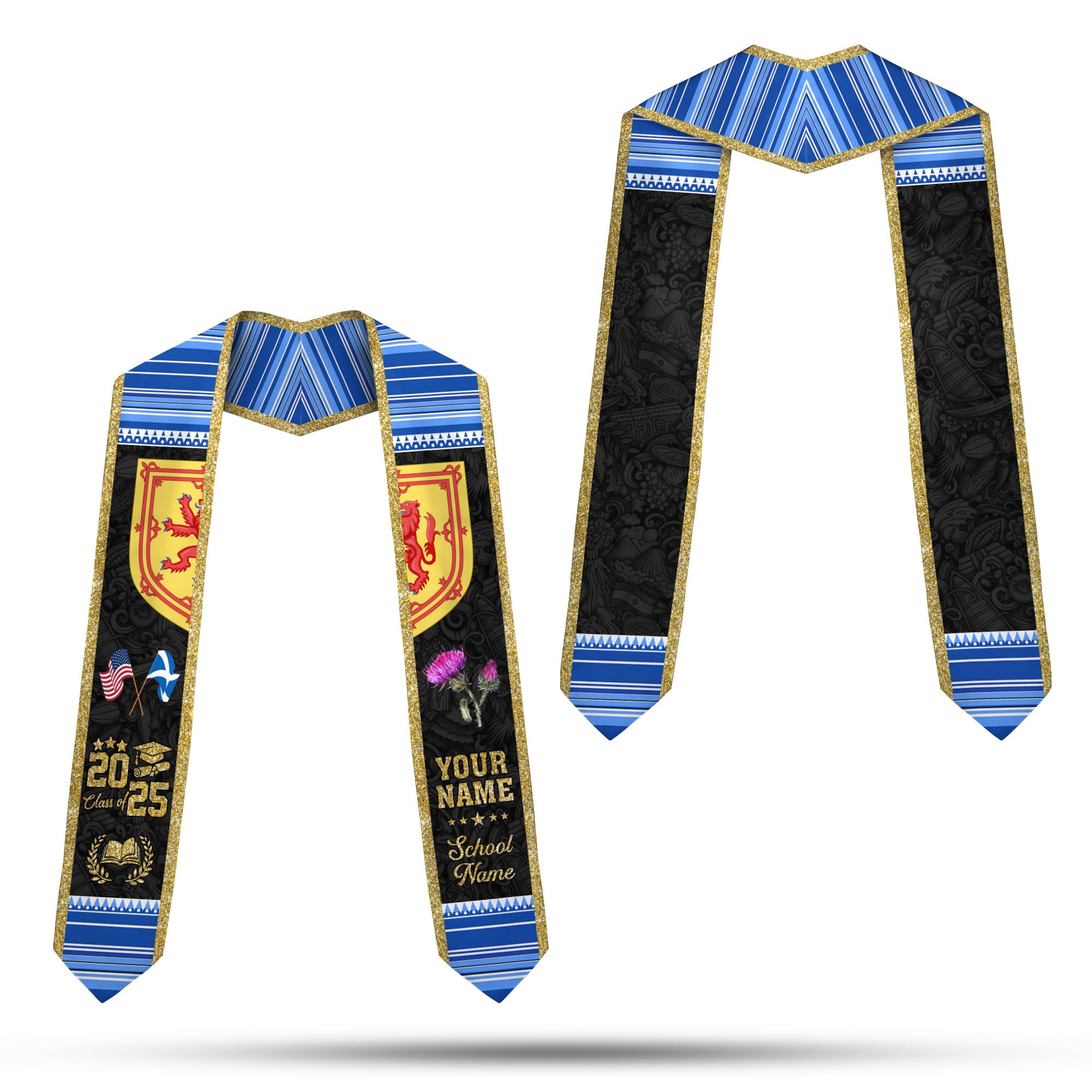 MonkeyVan Scotland Graduation Sash Custom Scotland American Flag Graduation Sash 2025 Scotland Graduation Stole Customize Scl8