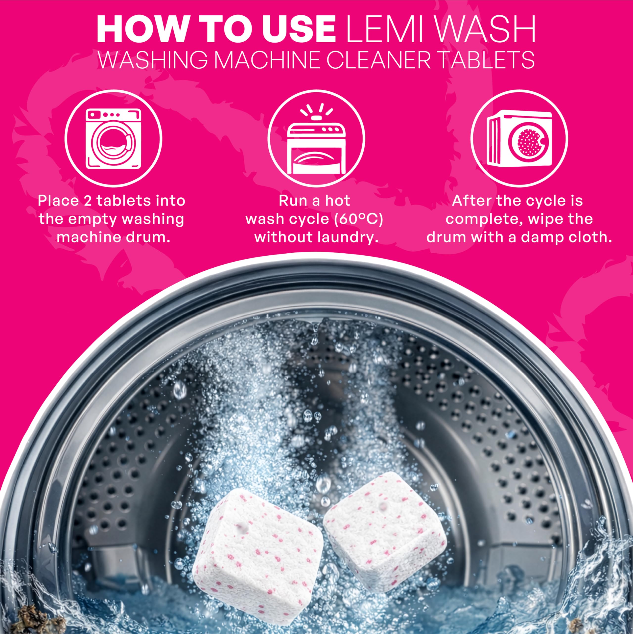 Lemi Wash Descaler Washing Machine Cleaner Tablets | For All Washing Machine Front Load and Top Load | Descaling Powder Tablets | Clean Inside Drum And Laundry Tub Seal - 10 Tablets (20g Each) 2