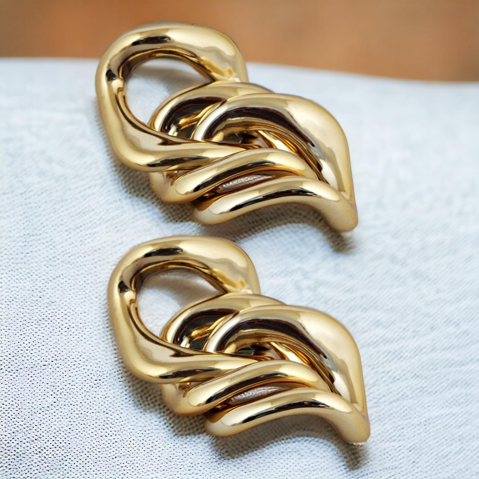 18k Plated Twisted Knot Square Dangle Earrings