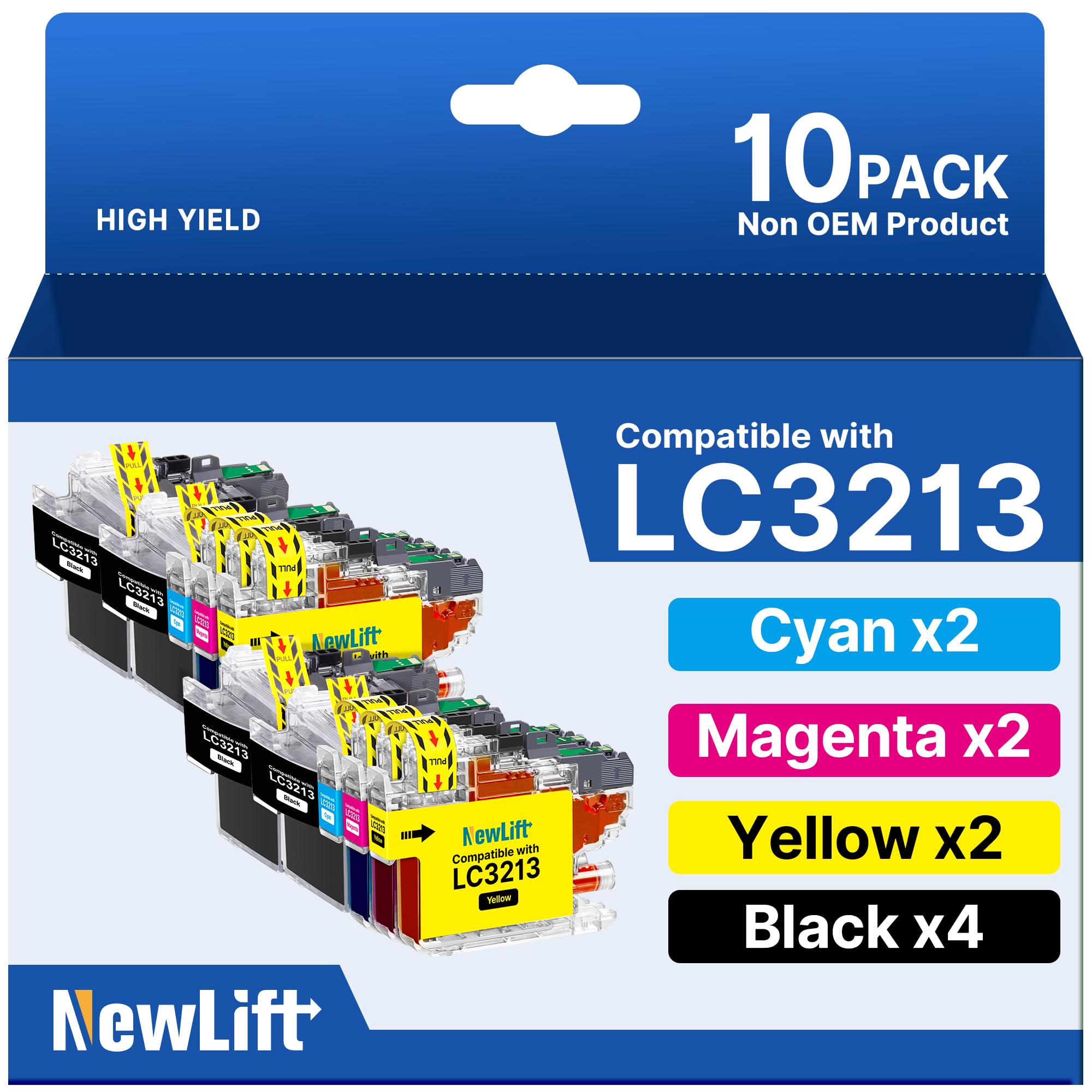 NewLift LC3213 LC3211 Kompatibel Brother LC3213 Druckerpatronen LC3211 Kompatible für MFC-J497DW DCP-J572DW DCP-J772DW DCP-J774DW MFC-J491DW MFC-J890DW MFC-J895DW (10er-Pack)