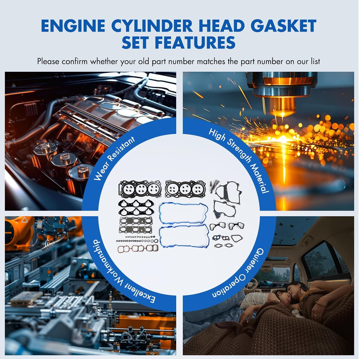 Head Gasket Set Fit for Nissan for Altima 3.5L,for Infiniti QX60 3.5L Replace OE HS26511PT