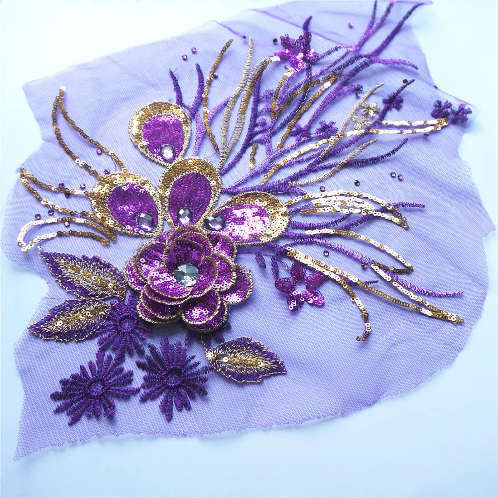 Craft Ricamo Rilievo Toppe Pizzo Floreale Con Fiori Di Prugna - Set 2 Pezzi  Ricamo Veneziano Toppe Pizzo Floreale Fiori Prugna Ricamo Applicazioni, image size:1600x1600