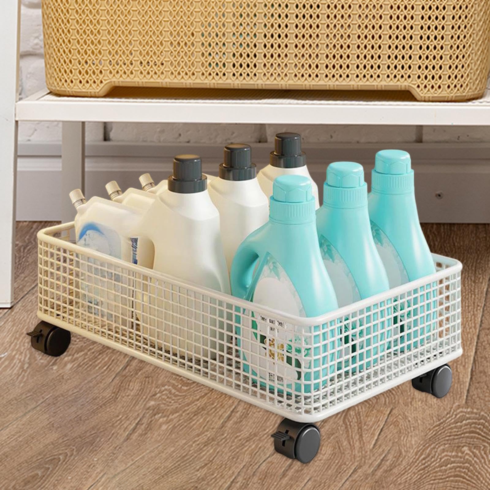 MERIGLARE Aufbewahrungsregal Badregal Rollwagen Unterbau Organizer Regalsystem Aus Robustem Metall mit Rollen für Bad Küche für Badezimmer Küche Schlafraum Büro, Weiß