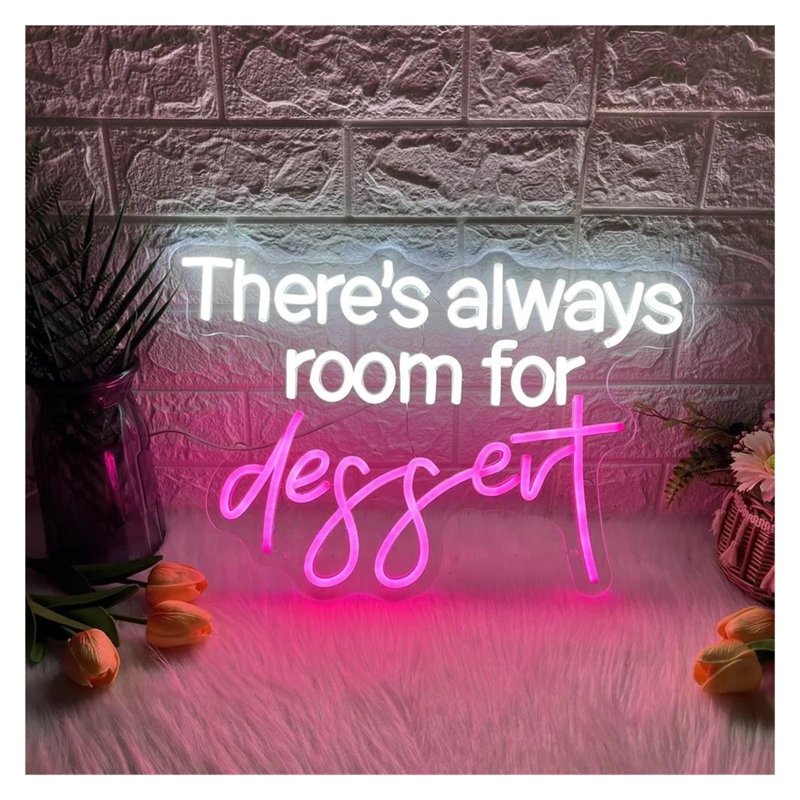 Decoración Lámparas There's Always Room For Dessert Letrero De Neón Luz LED Regulable Para Pastelería Restaurante Postres Café Decoración De Pared 17.72inx12in