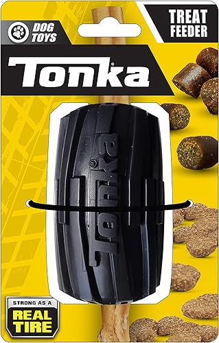 Tonka Mega Tread - Juguete para perro con soporte para golosinas, ligero, duradero y resistente al agua, 4 pulgadas, para razas medianasgrandes, una