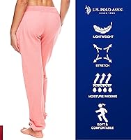 Vista 3 de U.S. Polo Assn. Pantalones deportivos para mujer Pantalones deportivos para mujer con estampado de logotipo, rizo francés de polialgodón