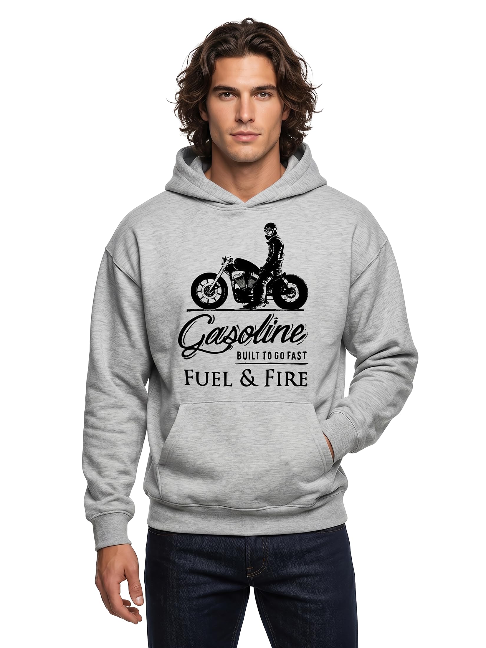 Makaya Sweat à Capuche Homme - Cafe Racer Moto - Pull Motard Sweatshirt