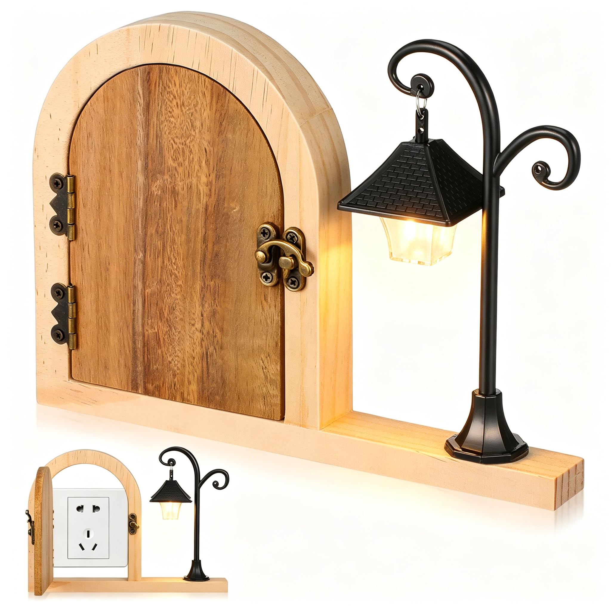NUOBESTY Fairy Plaque de protection pour prise de porte en bois avec veilleuse lumineuse pour chambre Esthétique Prise électrique Sécurité pour animaux domestiques