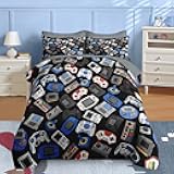 Nesker 7 Pcs Comforter Set Queen Size, Retro Colorful Gamepad Bedding for Kids Teen, Game Joystick Gaming Controller with Fitted Sheet 2 Pillowcases & 2 Shams for Bedroom Bed Decor