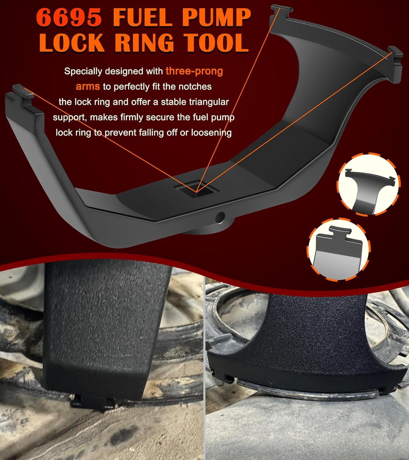 LO164 Fuel Tank Lock Ring, 6599 Fuel Tank Lock Ring Tool & 5.31" to 7.17" Adjustable Fuel Pump Lock Ring Tool - Fuel Tank Repair Tools Set Compatible with Most Vehicles like for Benz BMW Ford & more