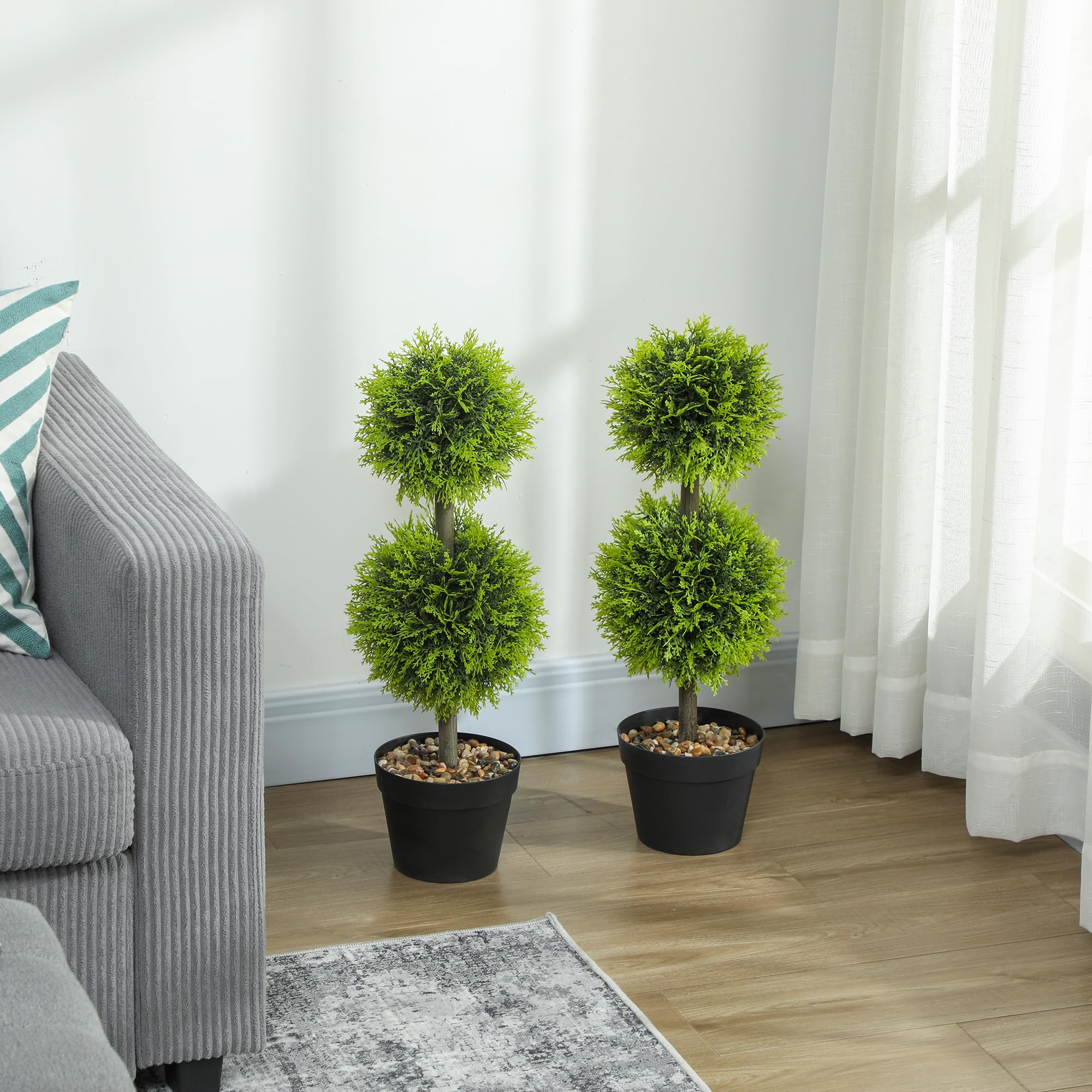 HOMCOM Lot de 2 Plantes Artificielles Décoratives 60 cm Vert