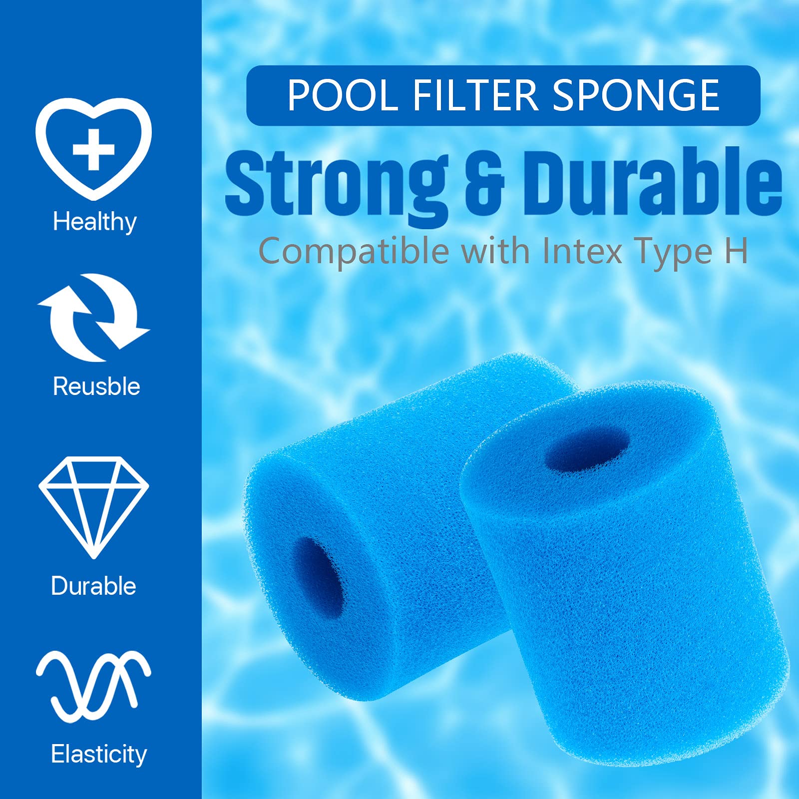 Zerotoo Pool-Filterschaum Für Intex Typ A - Wiederverwendbar & Waschbar, 3 Stück In Blau, 20x10cm
