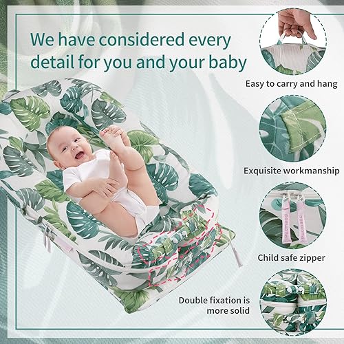 Miniatura 3 de Funda para tumbona de bebé Dockatot Deluxe +  100% algodón hipoalergénico recién nacido funda de repuesto (solo cubierta) (hojas trópicas)