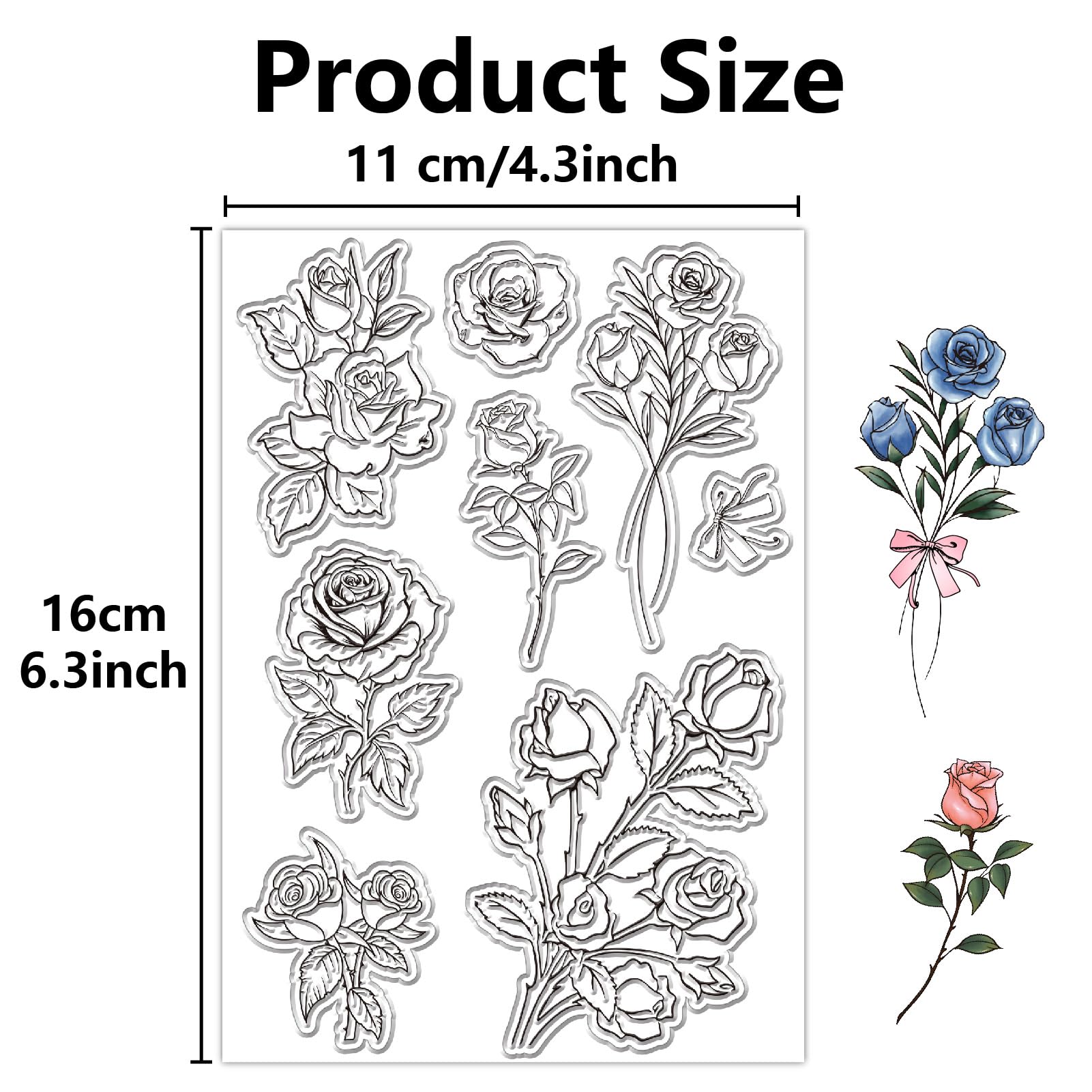 CRASPIRE Flowers Clear Rubber Stamps Roses Plants Reusable Retro Transparent Silicone Stamp Seals for Valentine's Day Scrapbooking Photo Album Decorative Journaling Card Making DIY - Image 2