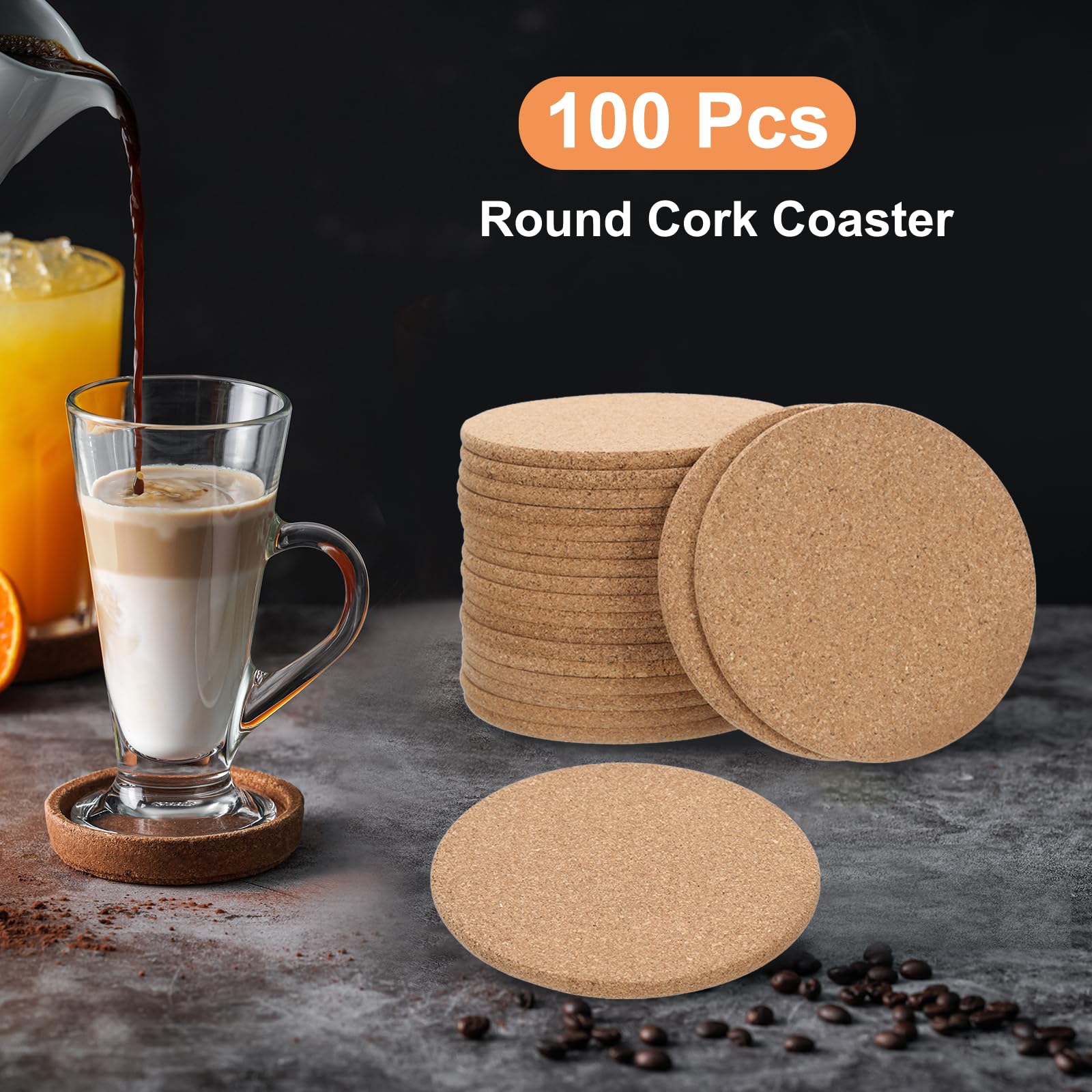 QUARKZMAN 100pcs Liège sous-Verres pour Boissons 4 Pouce Rond Marron