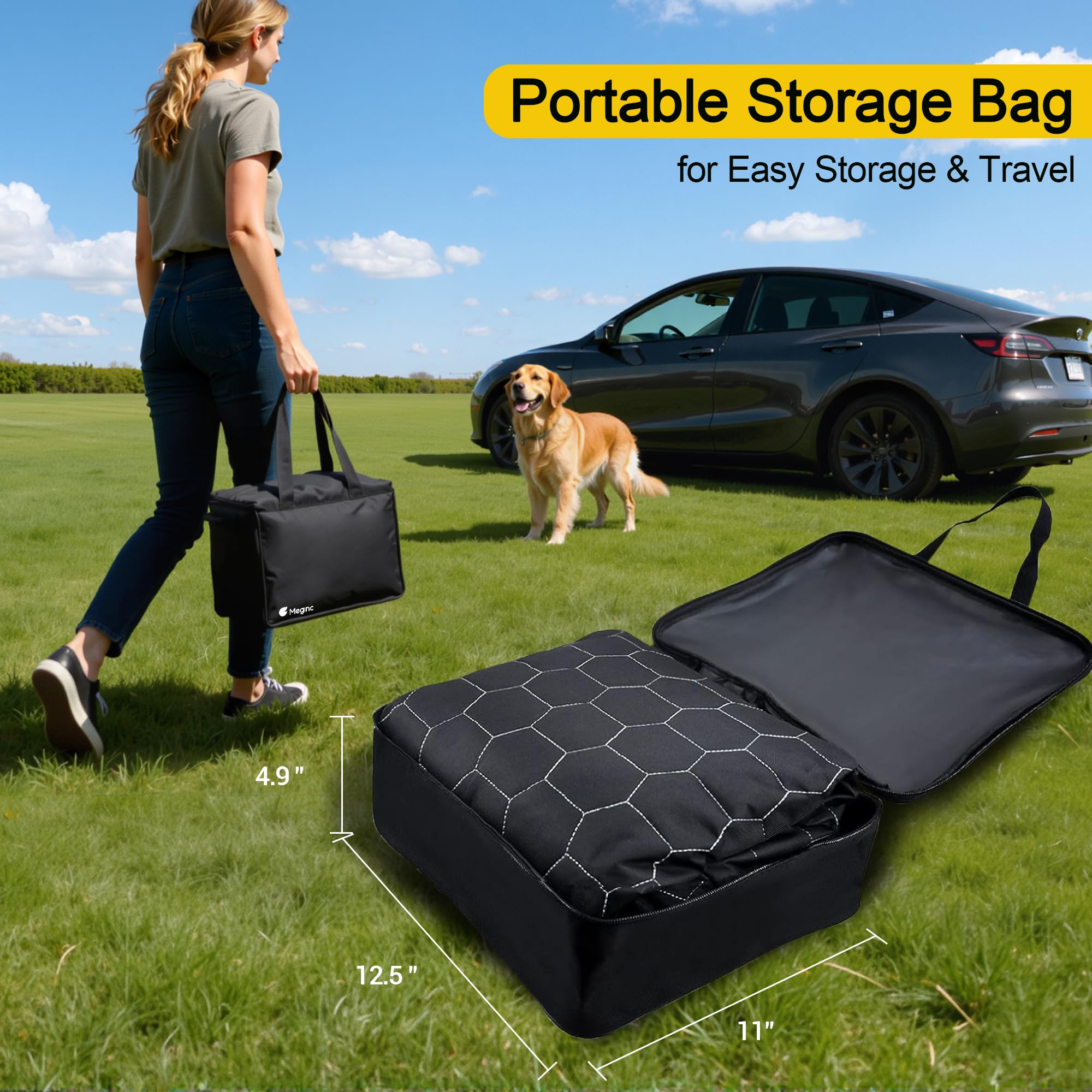 Meginc Coprisedili per cani per Tesla Model Y, amaca per auto per Tesla con alette laterali, 100% impermeabili, accessori per cani modello Y, con finestra in rete e protezione per poggiatesta, facile