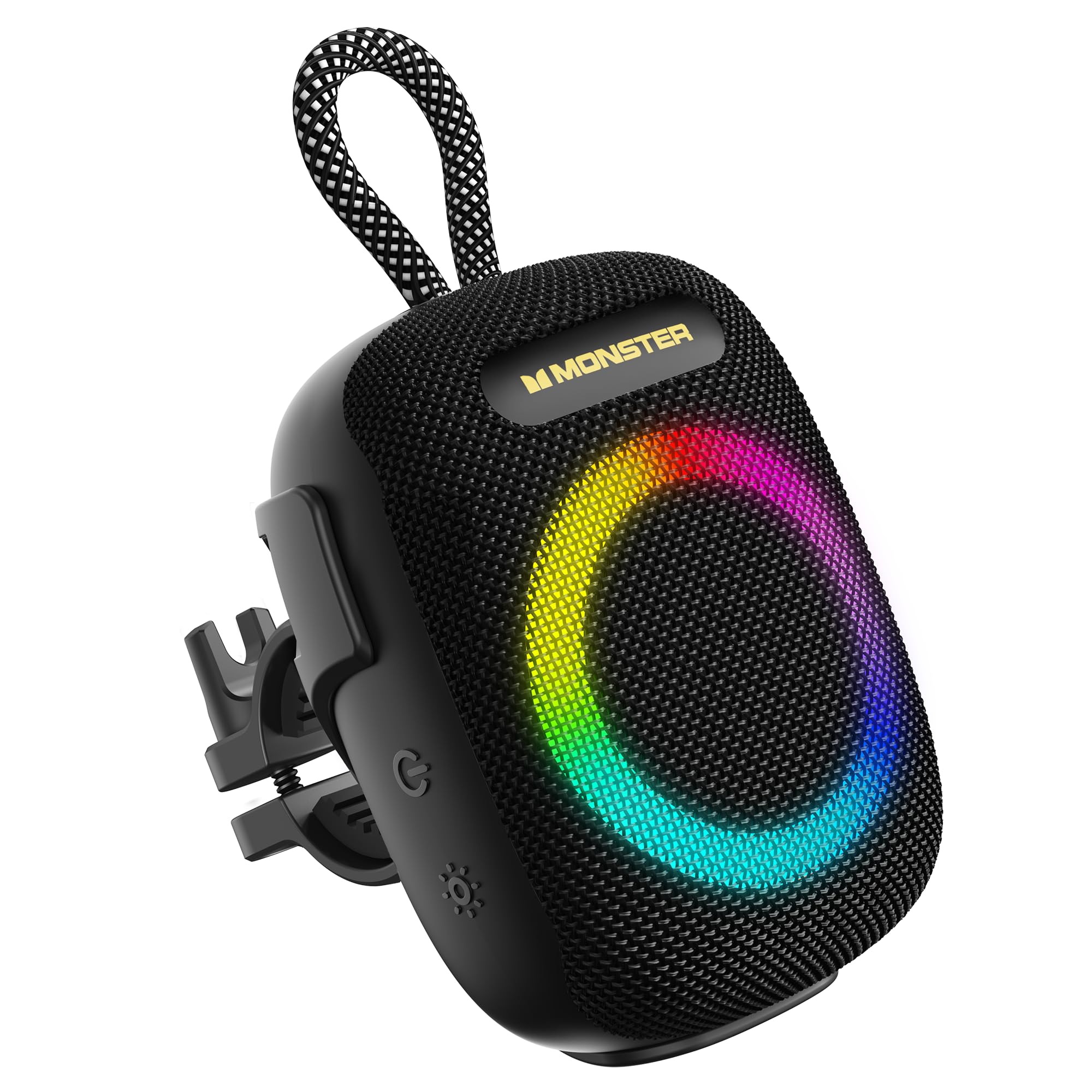 Monster S330 Portable Bluetooth Speaker, IPX7 Waterproof Wireless Bike Speaker with RGB Lights, Powerful Sound, 10H Playtime, Bluetooth 6.0, Bike Accessories, TWS, for Outdoors/Travel/Home, Black