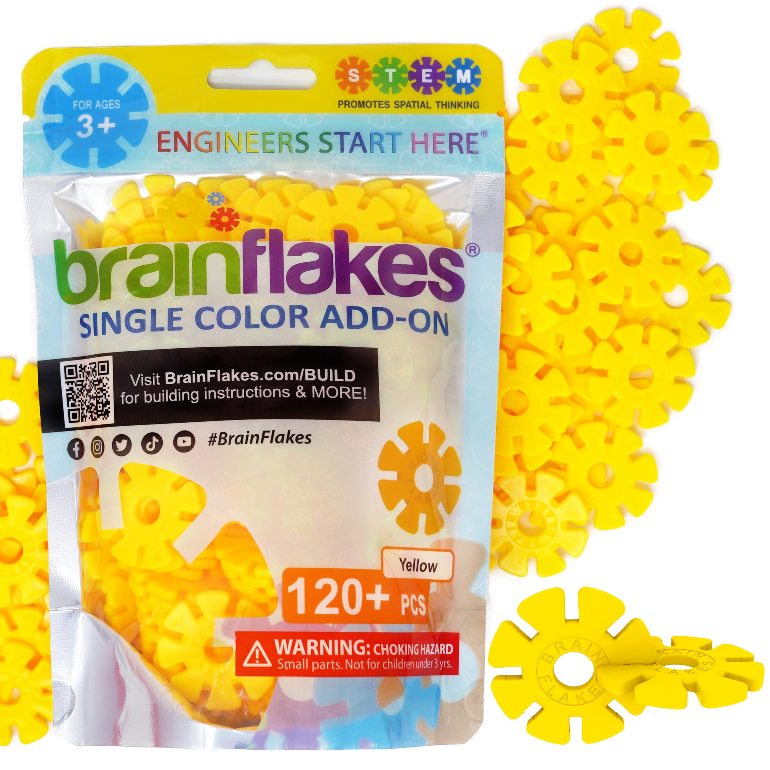 Brain Flakes Single Color Add-on - 120 Pieces - Resealable Pouch - Yellow