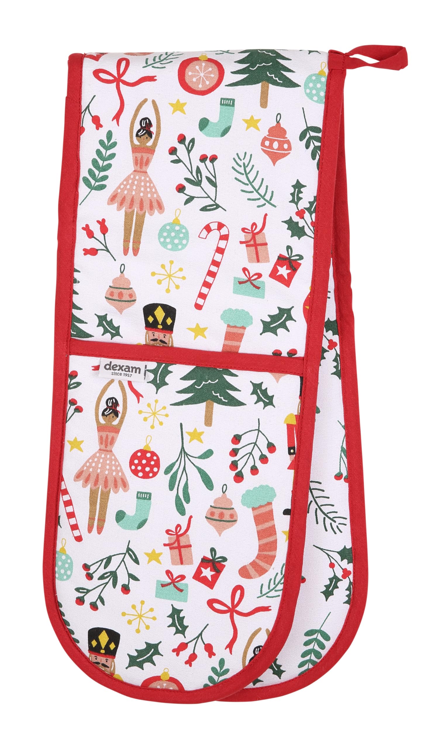 Nutcracker Recycled Cotton Double Oven Gloves, White