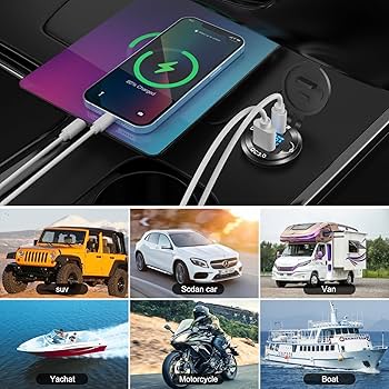 Amazon.com: 12V USB Outlet Aluminum Car Charger PD65W Port for