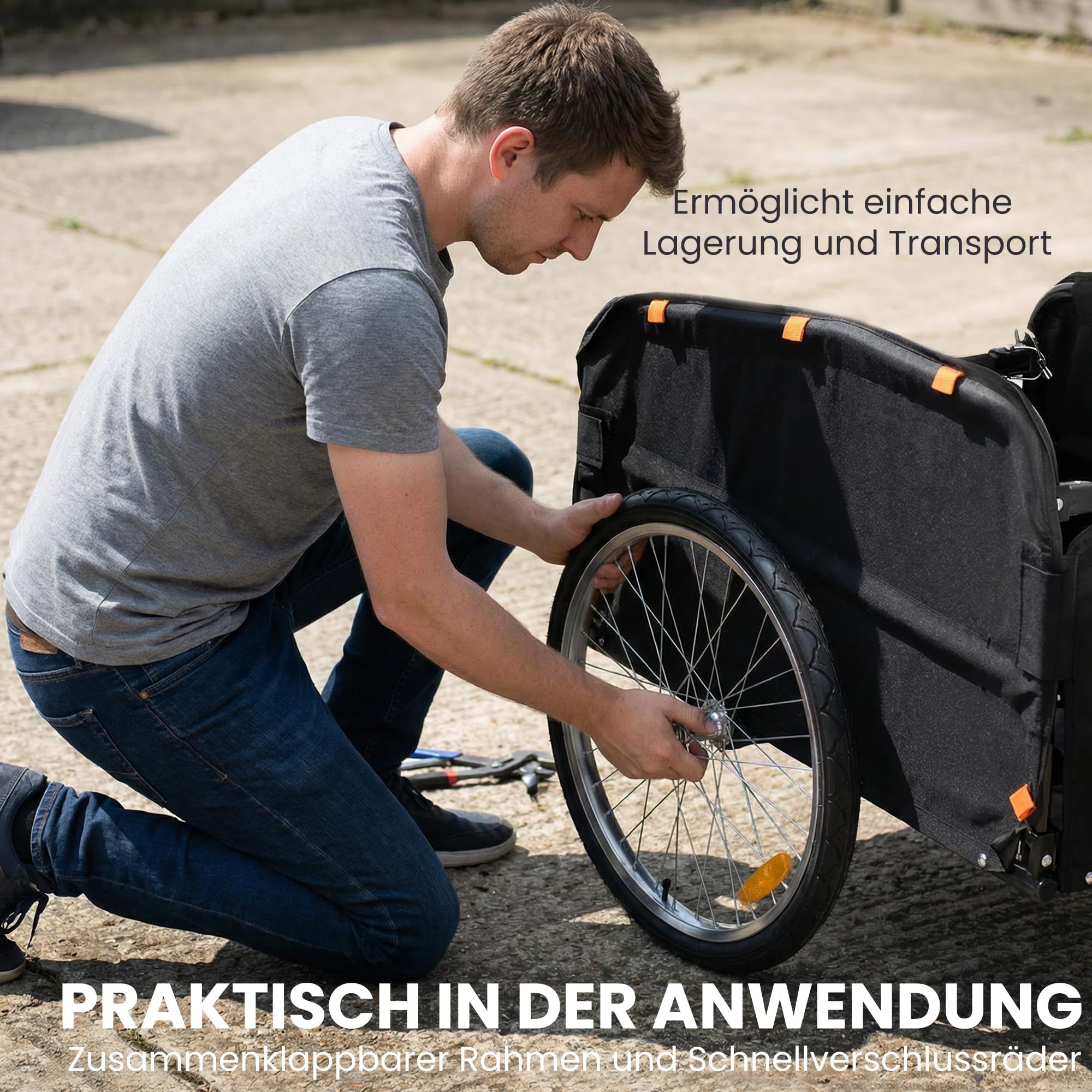 SPORTNOW Fahrradanhänger 170 L Transportanhänger bis 40 kg mit Kupplung Abdeckplane 51 cm Luftreifen
