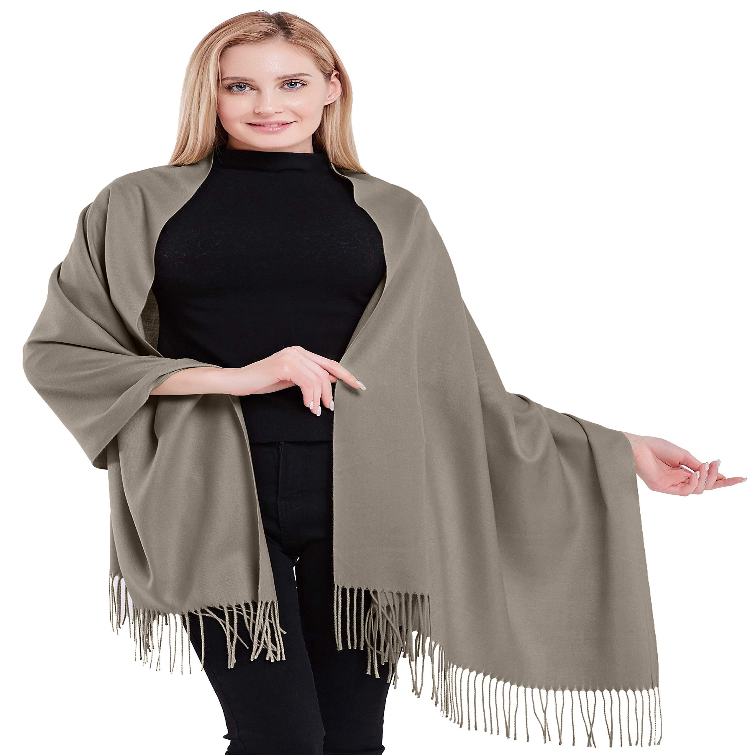 CJ Apparel Beige (New) 100% Cashmere Shawl Pashmina Scarf Wrap Stole Hand Made in Nepal