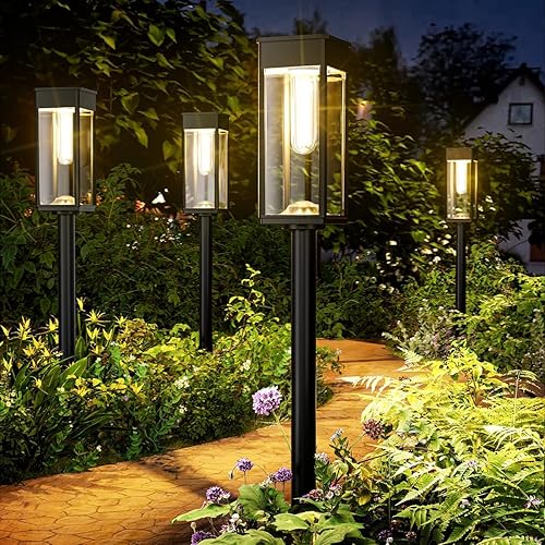 Miniatura 1 de Luces solares brillantes para senderos exteriores, impermeables para jardín, patio, camino de entrada y sendero, iluminación paisajística con