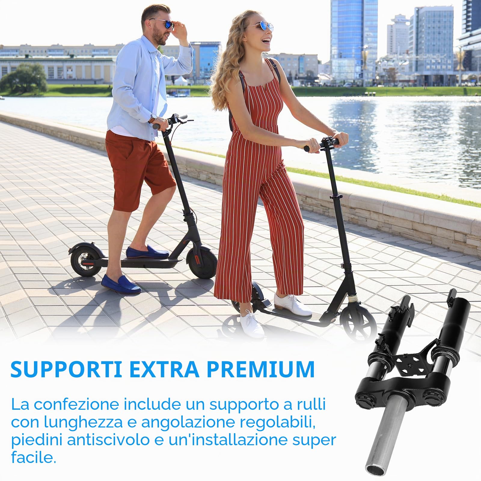Aisny Forcella Ammortizzata per Monopattino Elettrico, Kit di Sospensione Anteriore per Segway Ninebot F20 F25 F30 F40 F40i F65 D18e D28e D38e D40x con Cavalletto Parafango E Accessorio Parafango