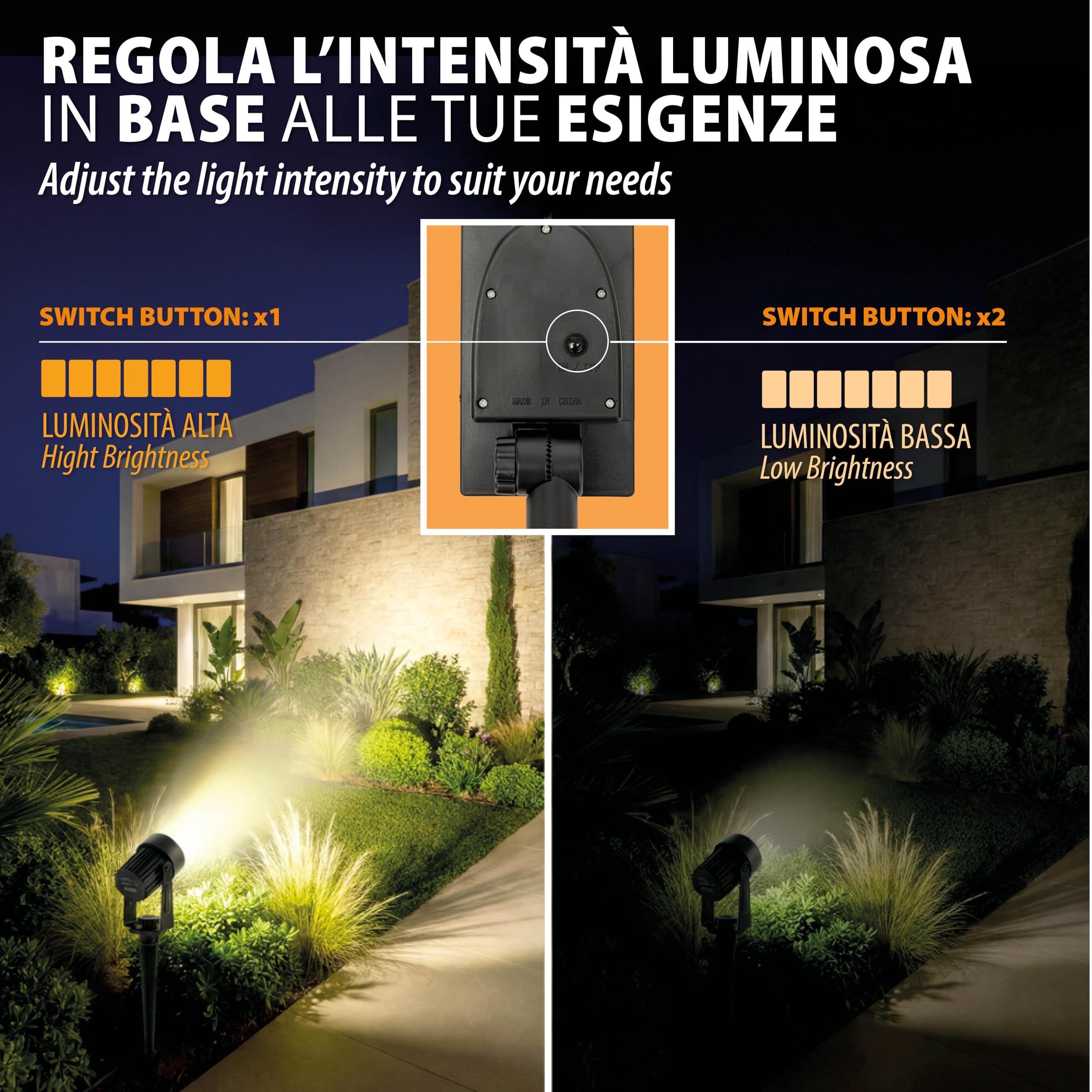 Zestaw 2 zewnętrznych reflektorów LED z panelem słonecznym – 2 x 100 lumenów, lampy ogrodowe solarne, IP65, wodoodporne, do ogrodu, krzewów, podwórka, doniczek i roślin