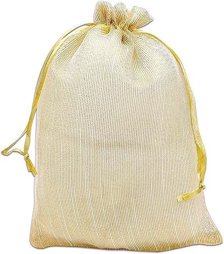 Miniatura 9 de TheDisplayGuys - Paquete de 24 bolsas de regalo de organza de tejido a rayas con cordones, tamaño mediano de 5 x 6 pulgadas, iridiscente, para