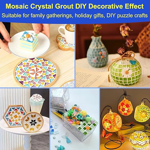 Miniatura 7 de Kit de lechada de cristal de mosaico con raspador, sellador de cristal de mosaico, posavasos teselados decorativos hechos a mano, no necesita