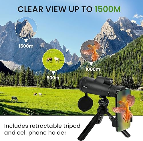 Miniatura 5 de Telescopio monocular de 10-30x50 con adaptador para teléfono inteligente, telescopio de mano de alta potencia de baja visión nocturna, regalo de