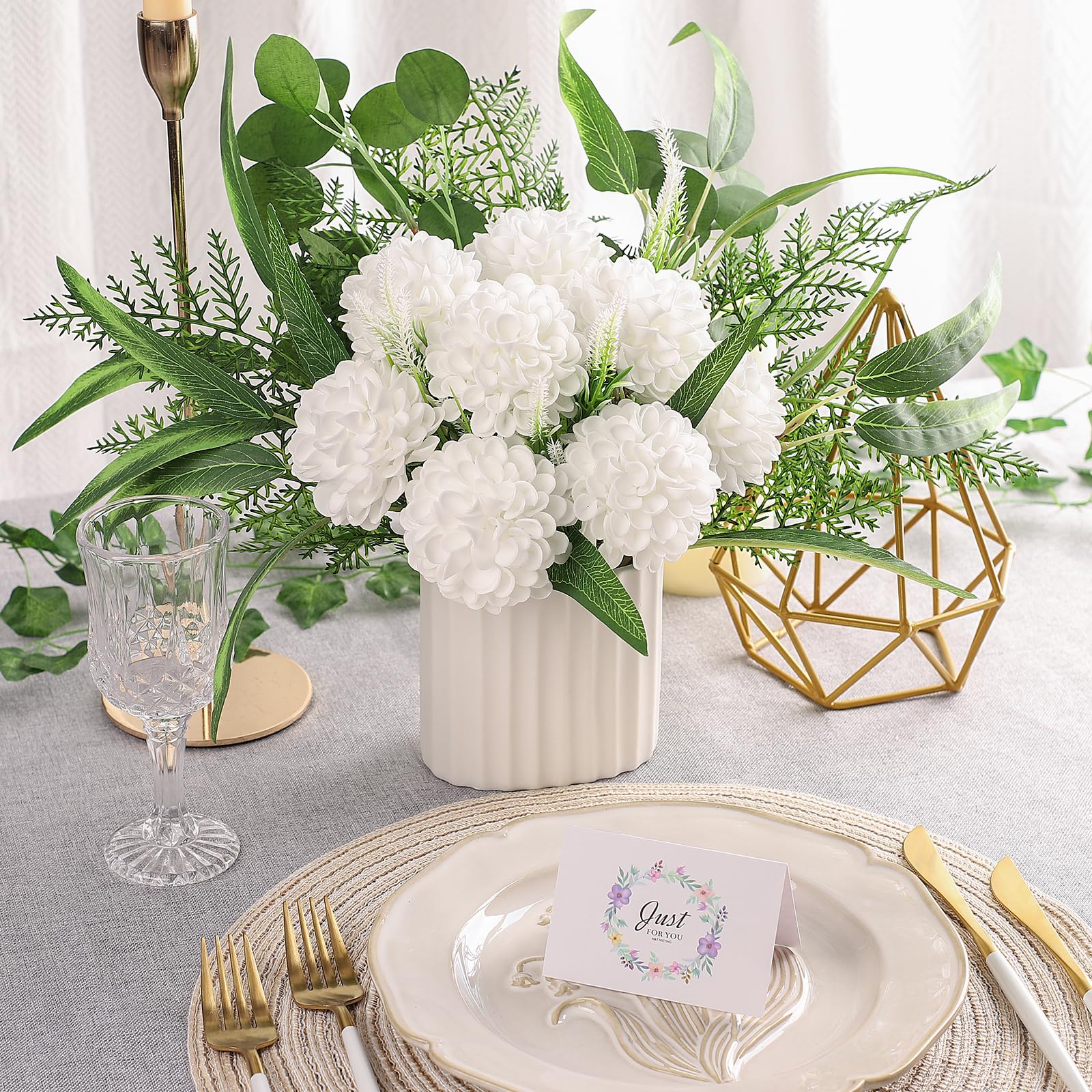 N&T NIETING Artificial Flowers 20pcs Fake Dahlia Flowers with Leaves and Stems - Image 2
