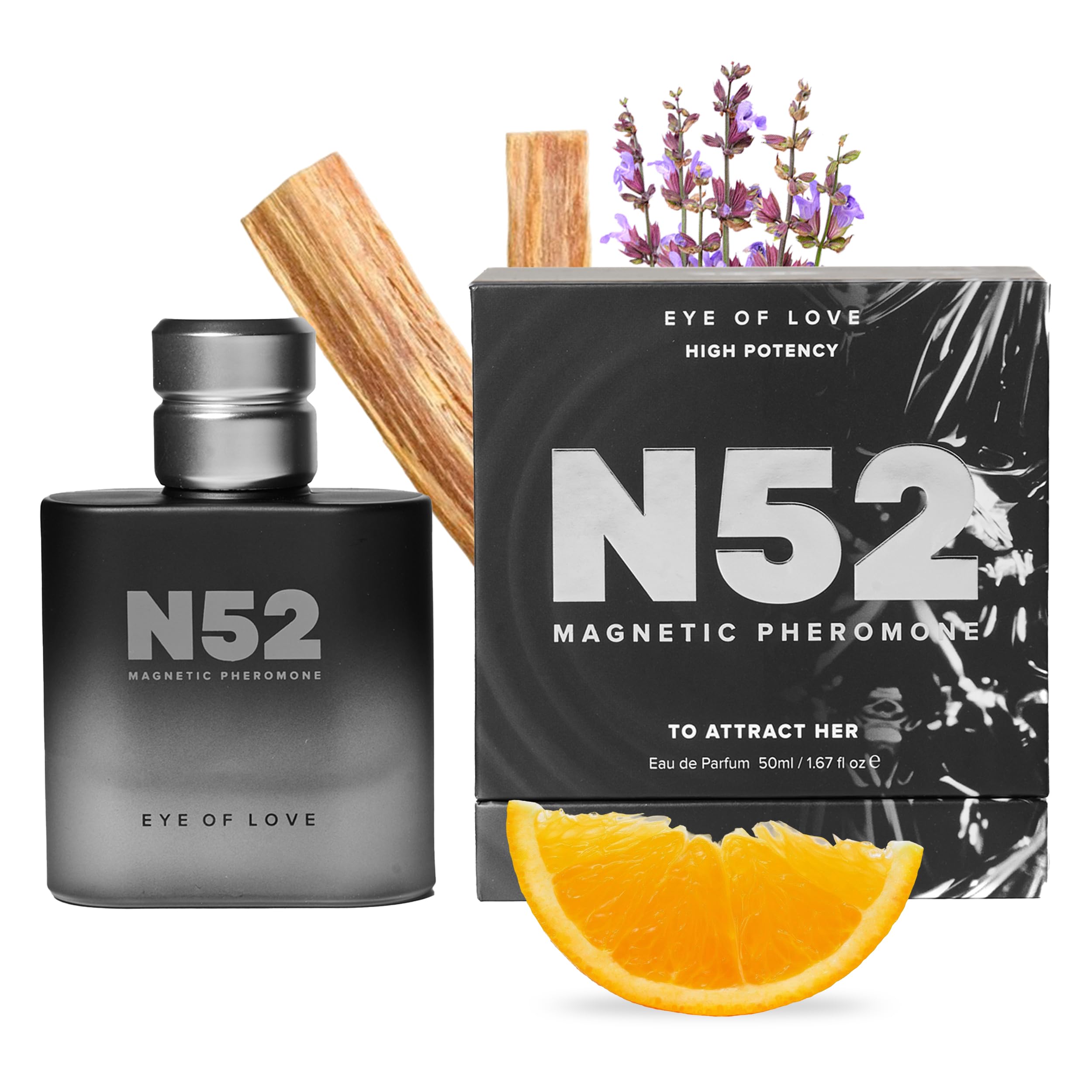 Eye of Love N52 Magnetic Pheromone Cologne for Men - Citrus Lavender Scent with Amber Cedarwood - High