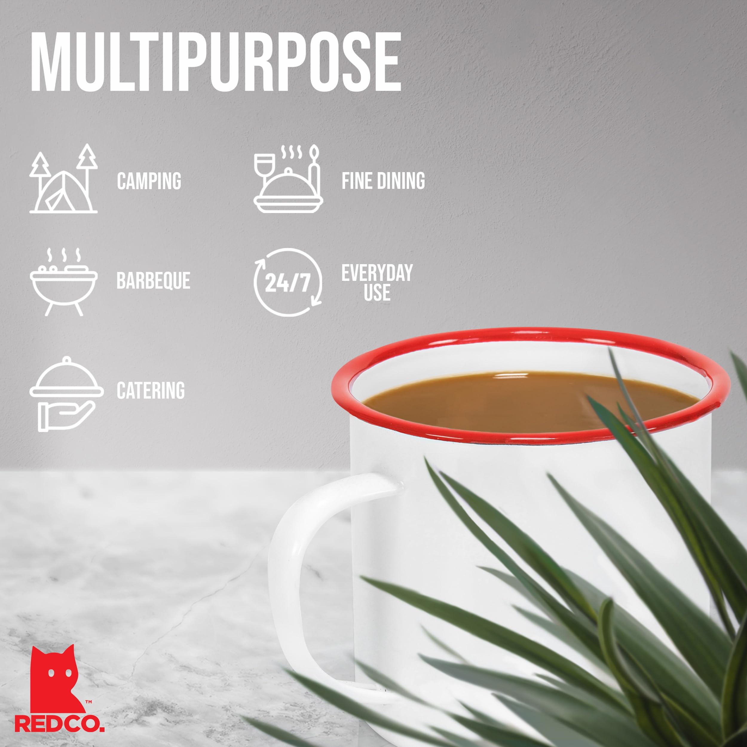 Amazon.com | Red Co. Enamelware Metal Large Classic 22 Oz Round