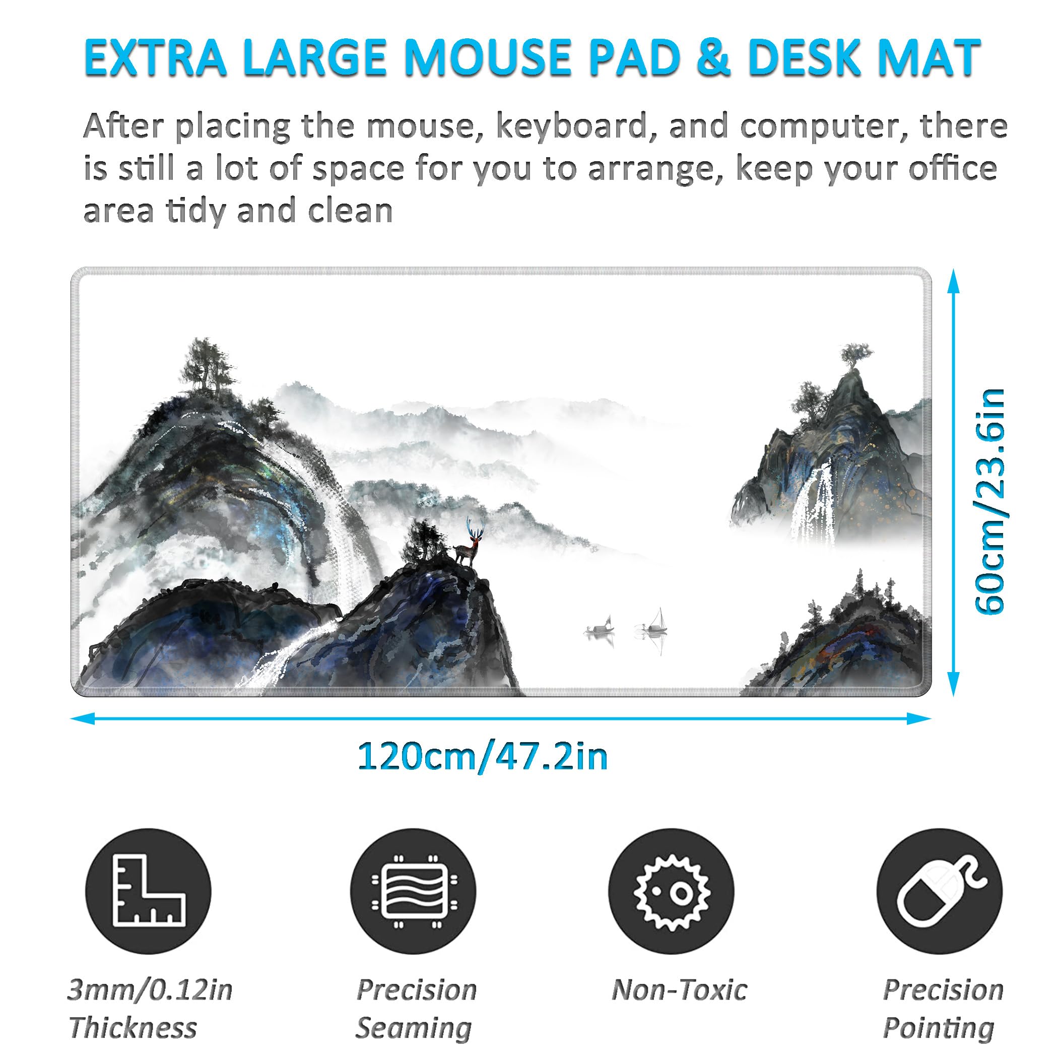 LL-COEUR Mousepad Grande Tappetino per Mouse da Gioco Naturale 120x60x0,3CM Tappetino da Scrivania Esteso XXL Speed Gaming XXXL