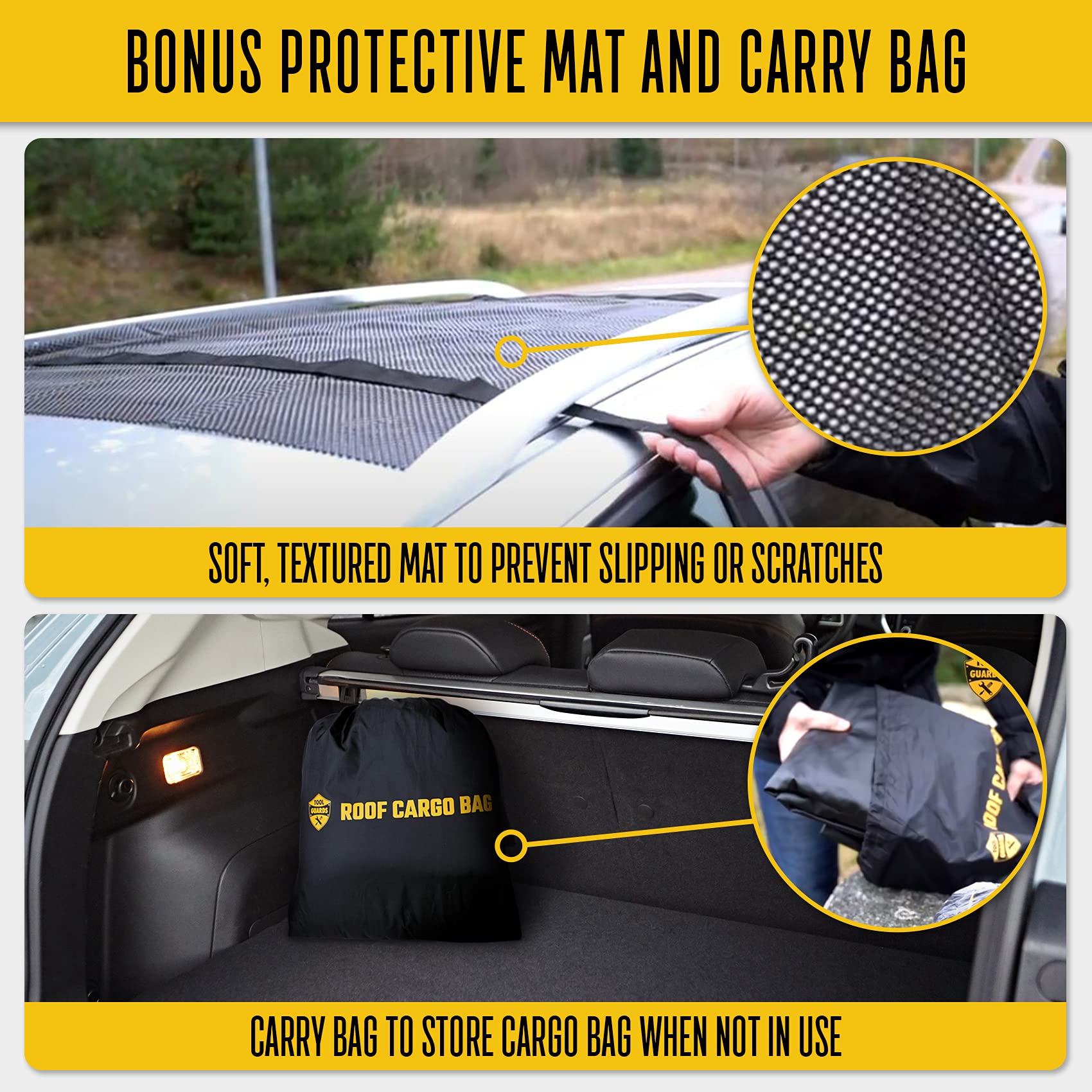 Roof Cargo Bag 15 or 20 Cubic for Cars with or Without Racks Rooftop