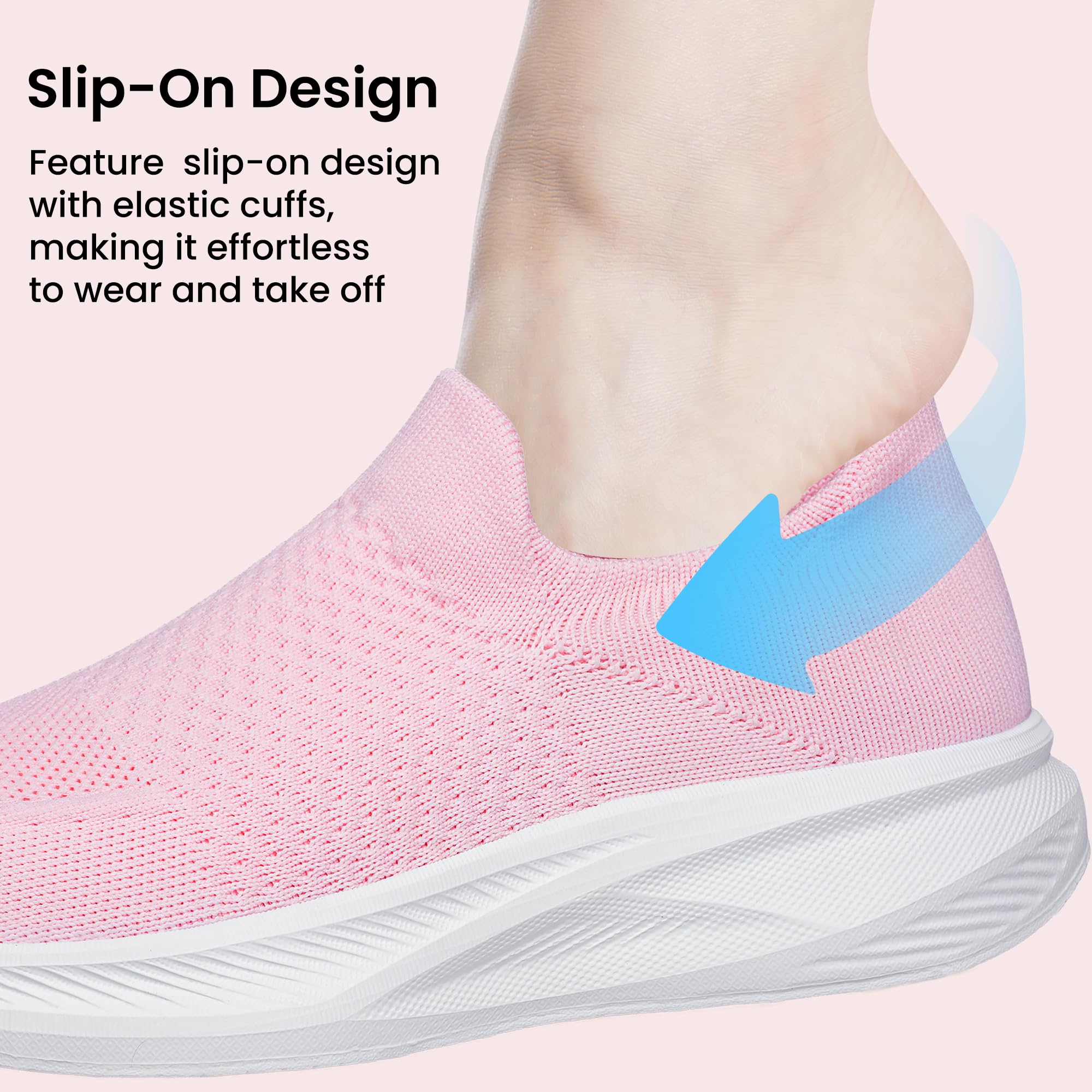 Raoendis Scarpe da ginnastica da donna, senza lacci, da camminata, da donna, comode, traspiranti, in maglia, per jogging, corsa, fitness