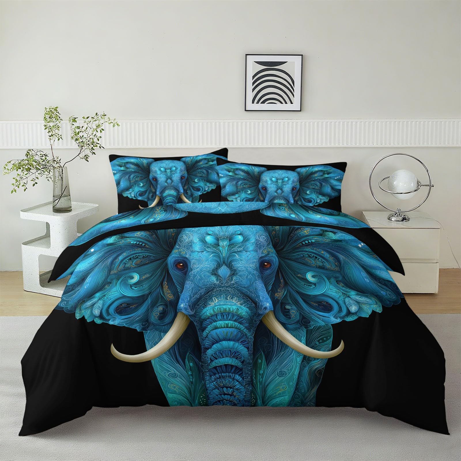 Genérico Dwustronna poszewka na kołdrę Ultra miękka, wygodna i oddychająca 3-częściowa poszewka na kołdrę, czarna poszwa na kołdrę 150 x 220 cm z 2 poszewkami na poduszki na zamek błyskawiczny retro