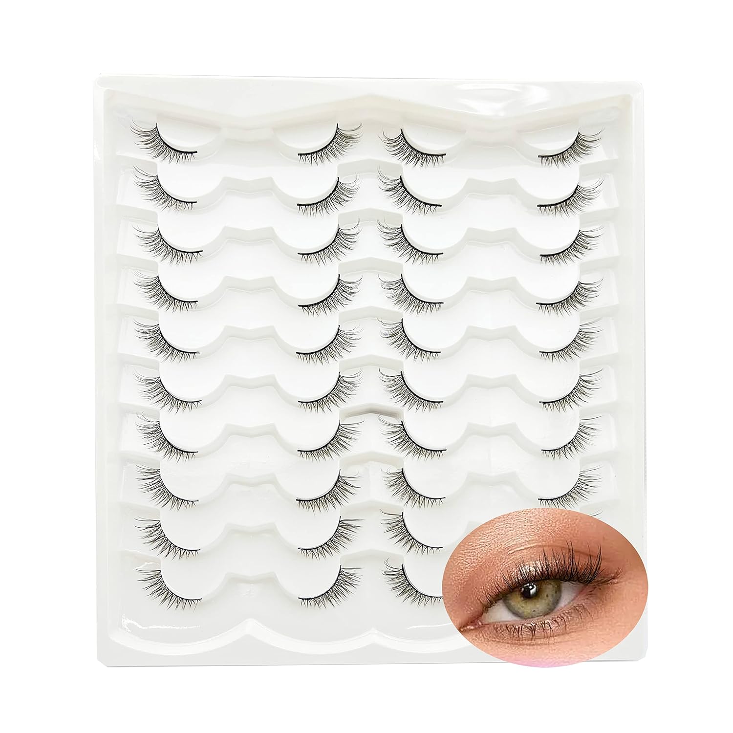 Asian Natural Half Lashes Pack, Reusable 12MM Small Short Lashes Natural Look Wispy