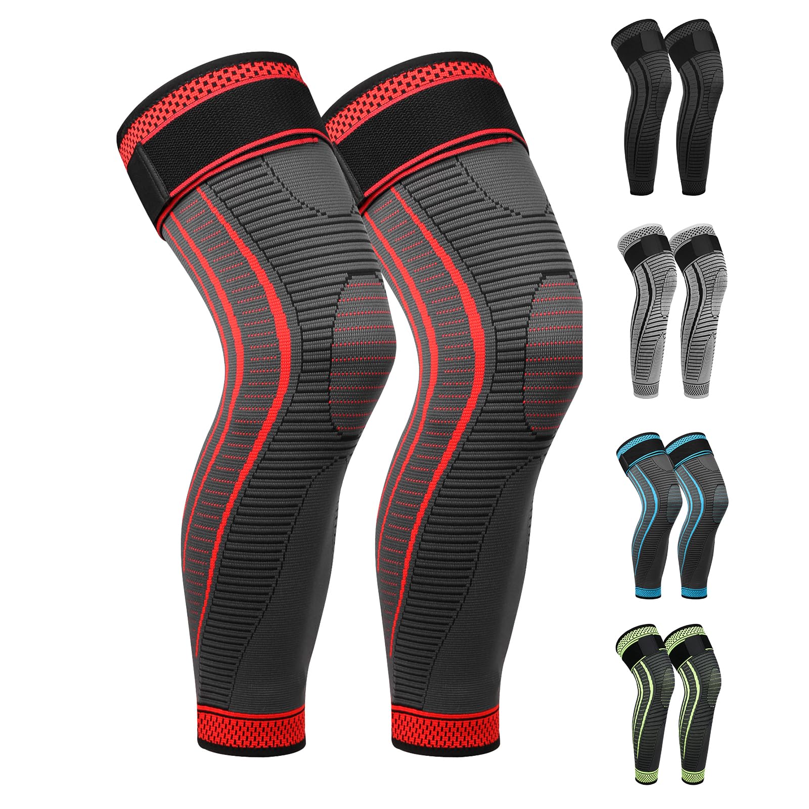 Ruilaibao Full Leg Compression Sleeves 2 Pack Long Knee Support for Men and Women for ACJ, Meniscus Tear, Arthritis