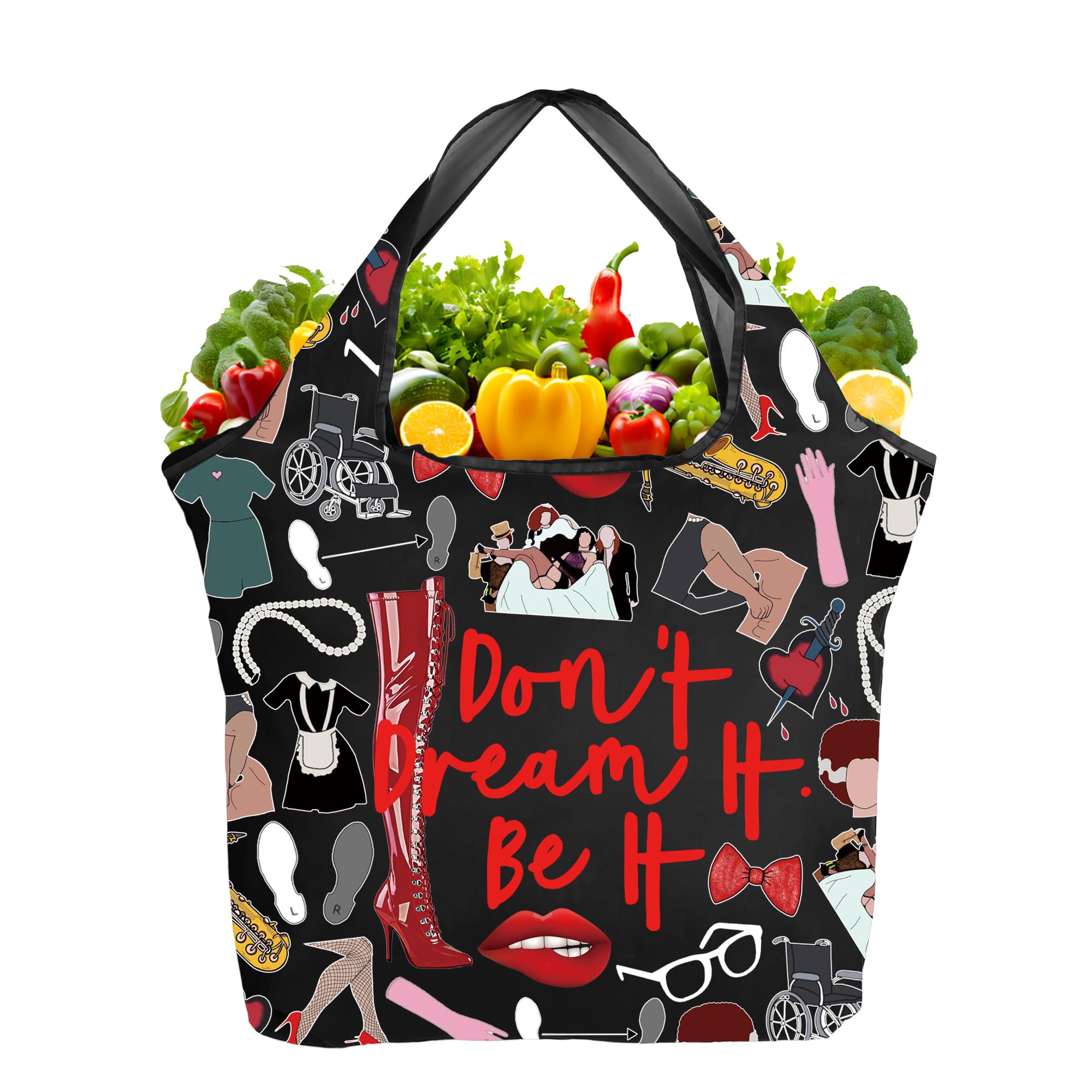 TOBGBE The R Horror Show Inspired Totes Don’t It Be It Lyrics Foldable Reusable Groceries Bag Horror Fans Gifts Musical Merch