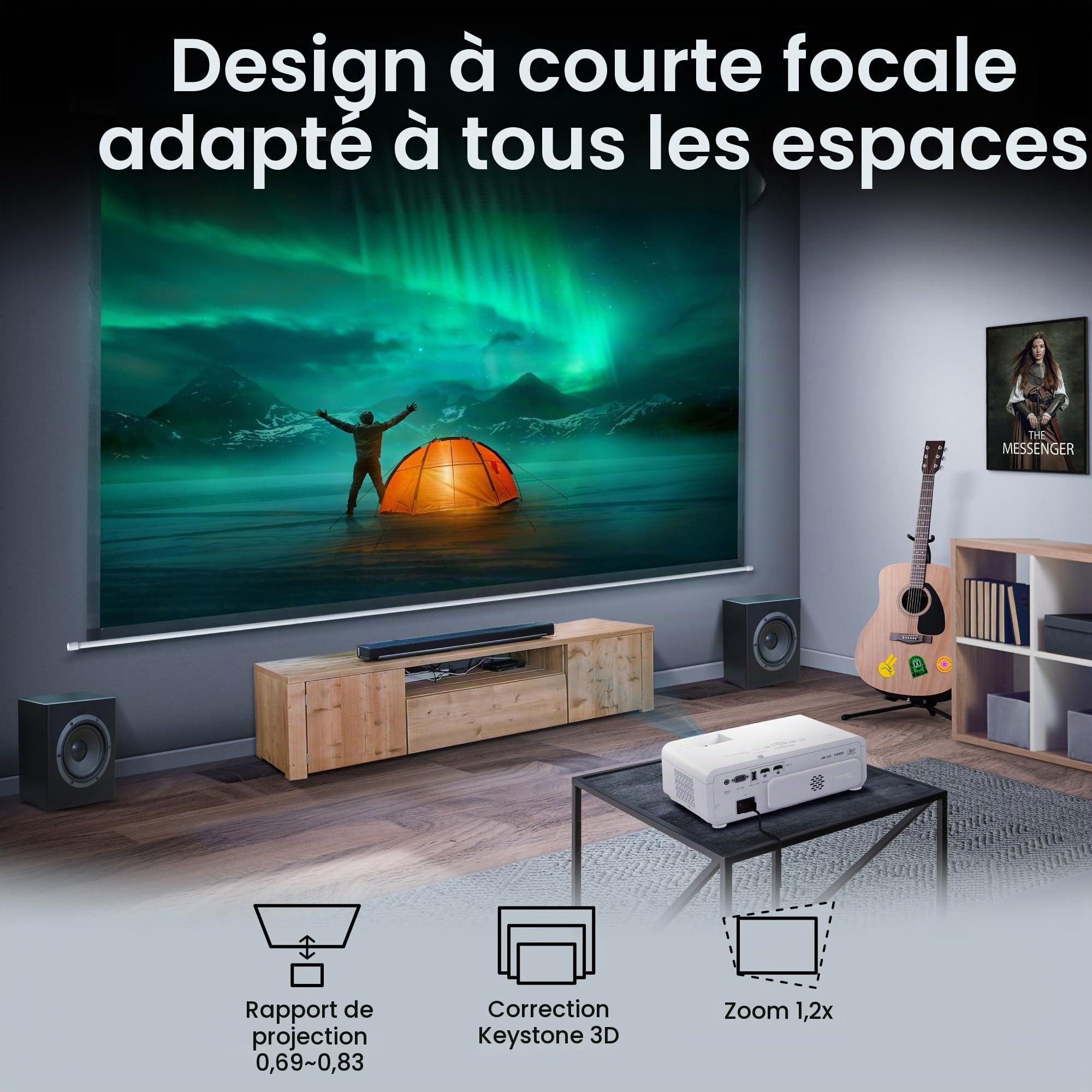 BenQ TK710STi Projecteur laser 4K HDR 3200 lumens pour films et jeux vidéo à courte portée avec temps de réponse de 4 ms | Taux de rafraîchissement de 240 Hz | HDR10 et HLG | Android TV avec Netflix