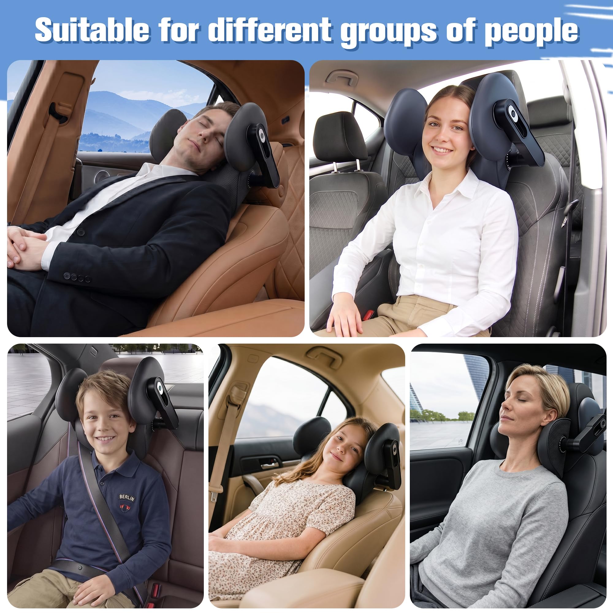 Poggiatesta auto bambini & Poggiatesta auto – 360° girevole, ergonomico, morbida schiuma memory – Supporto collo guida & protezione testa sonno – adulti/bambini – 2026 Nuovo