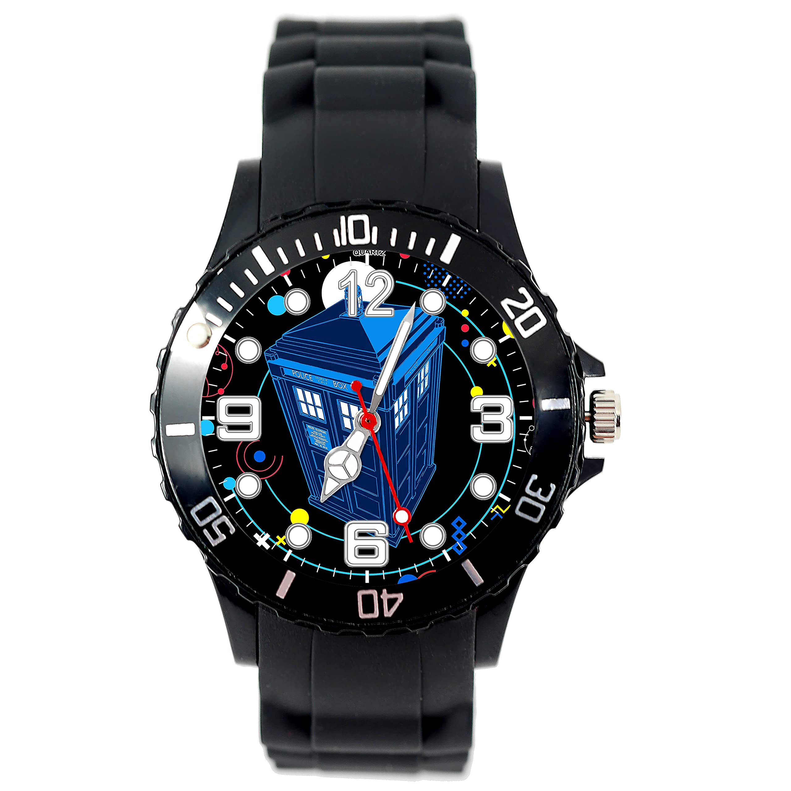 TAPORTBlack Silicone Round Watch for Sci Fi Fans