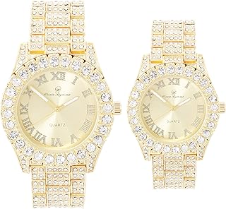 King and Queen Bling'ed Out His and Hers Hip Hop Matching Watch Set - Perfect for Today's Power Couple on Point - ST10327ML His and Hers