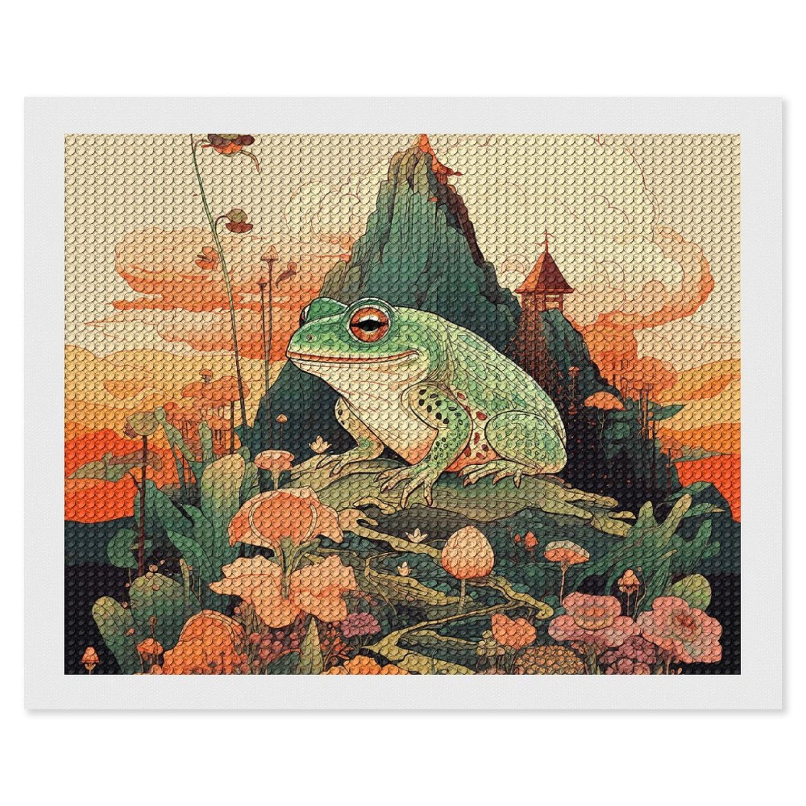 NONHAI Diamond Painting Kits for Adults - DIY Diamond Art Kits for Beginners - Full 5D Paint Drill Diamond Dots Paintings- Frog on Mountain Diamonds Pictures Gem Art and Craft Wall Decor 16"x20"
