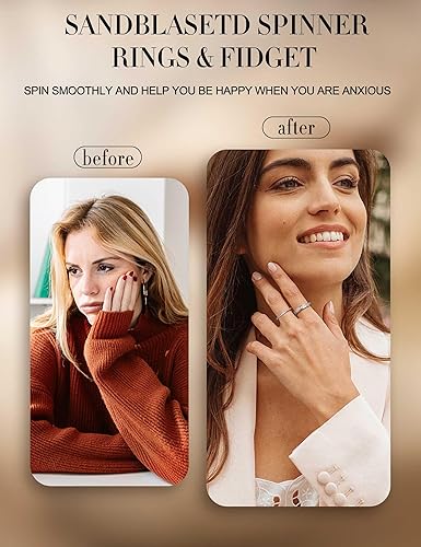 Miniatura 4 de Diamday Anillos para ansiedad para mujeres y hombres  Anillo giratorio de acero inoxidable de 0.075 pulgadas para aliviar la ansiedad, el estrés, la