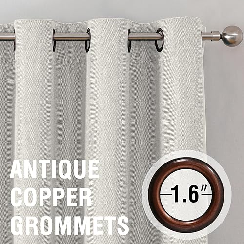 Miniatura 2 de H.VERSAILTEX Cortinas de Lino Cortinas Opacas de 84 pulgadas de Largo que Oscurecen la Habitación con Aislamiento Térmico Parte Superior con Ojales